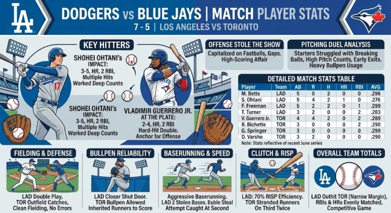 dodgers vs toronto blue jays match player stats