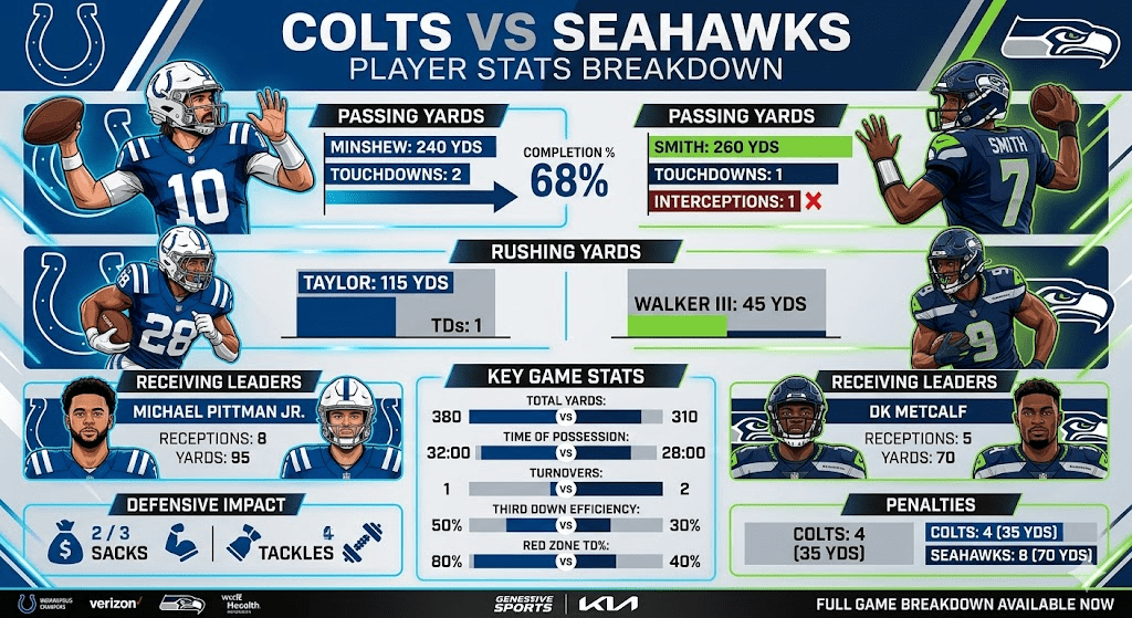 Colts vs Seahawks Match Player Stats