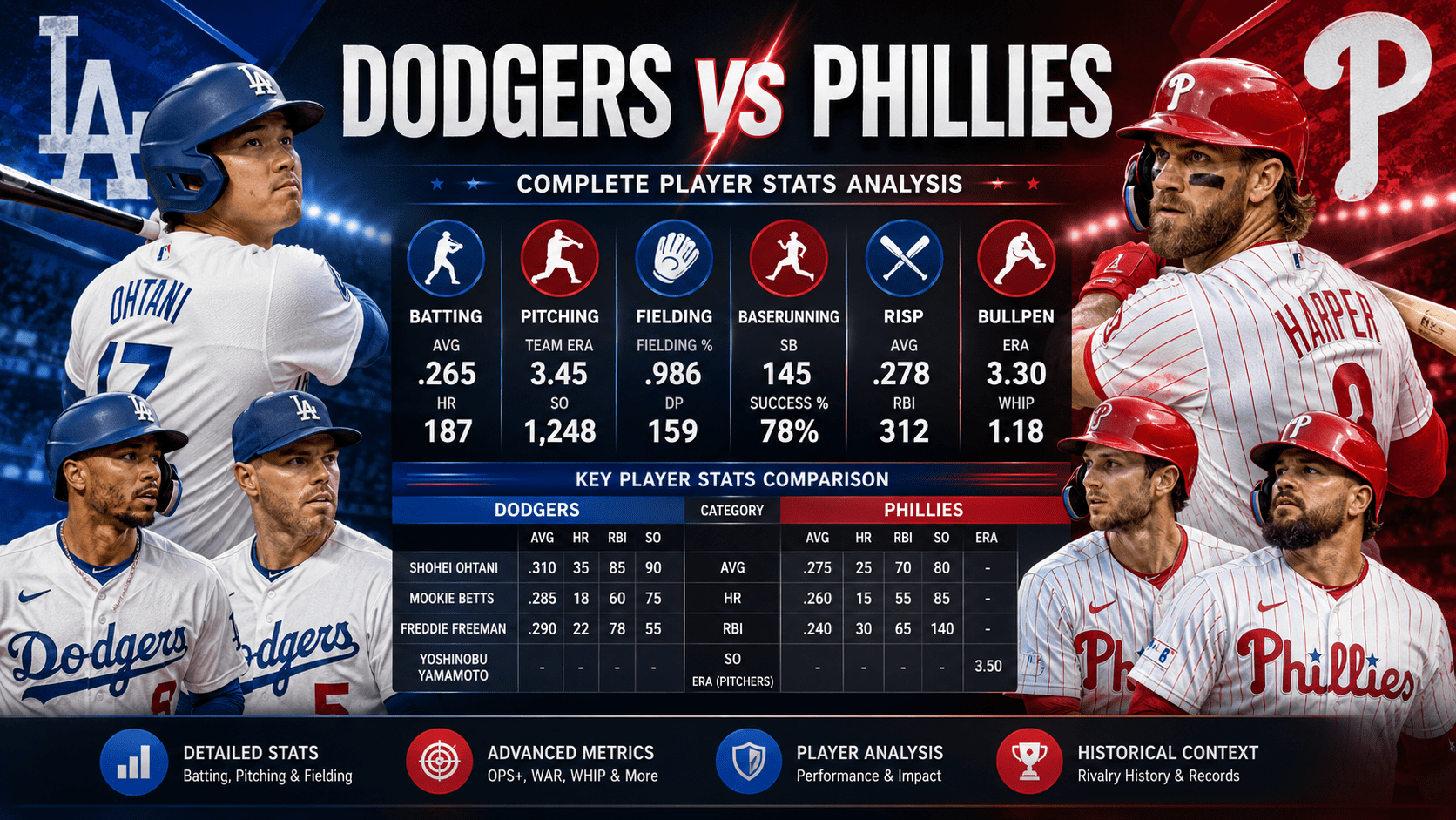 Dodgers vs Phillies Match Player Stats