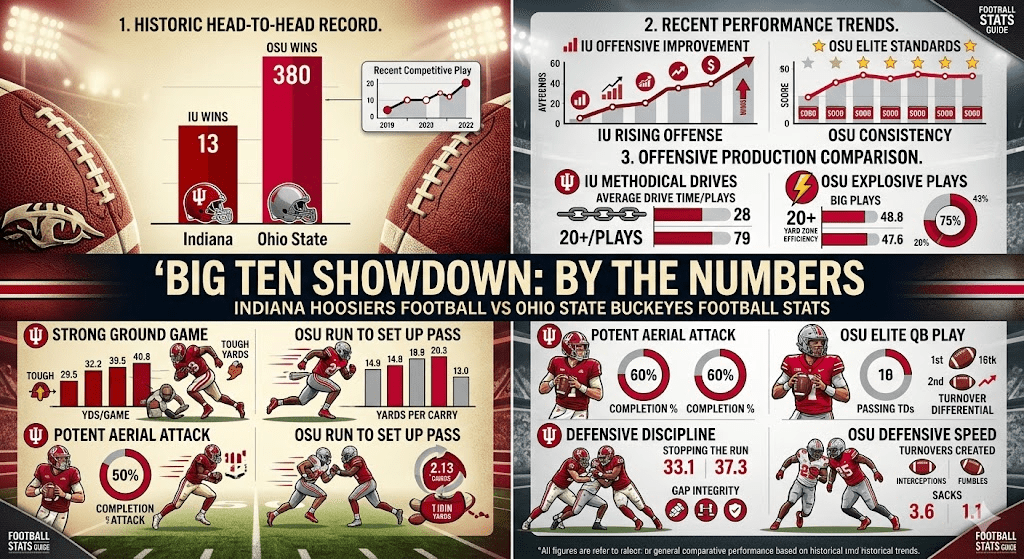 Indiana Hoosiers Football vs Ohio State Buckeyes Football Stats
