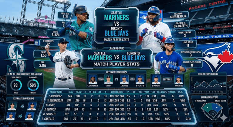 Seattle Mariners vs Toronto Blue Jays match player stats