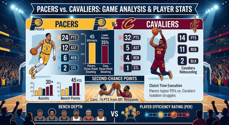 Pacers vs Cleveland Cavaliers match player stats
