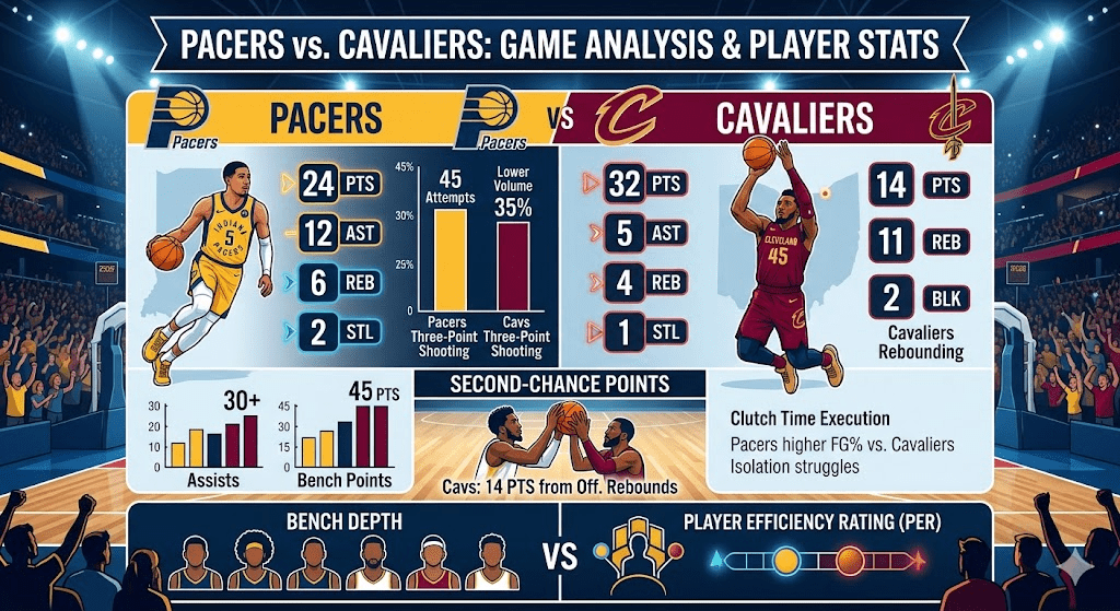 Pacers vs Cleveland Cavaliers match player stats