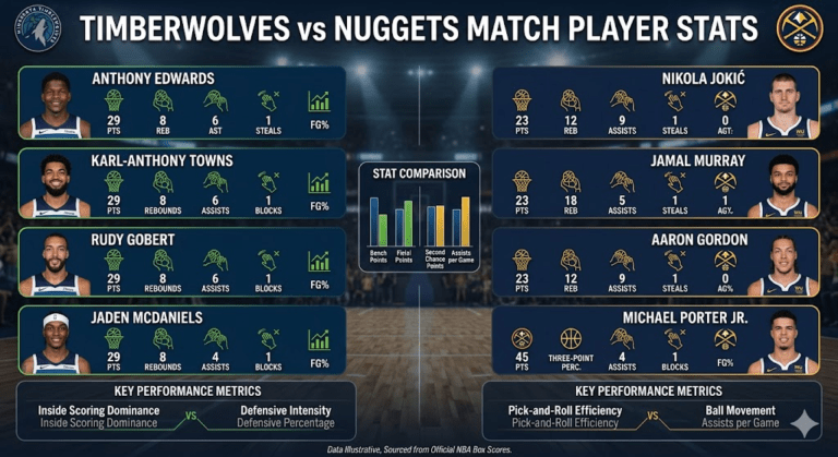 Timberwolves vs Denver Nuggets Match Player Stats