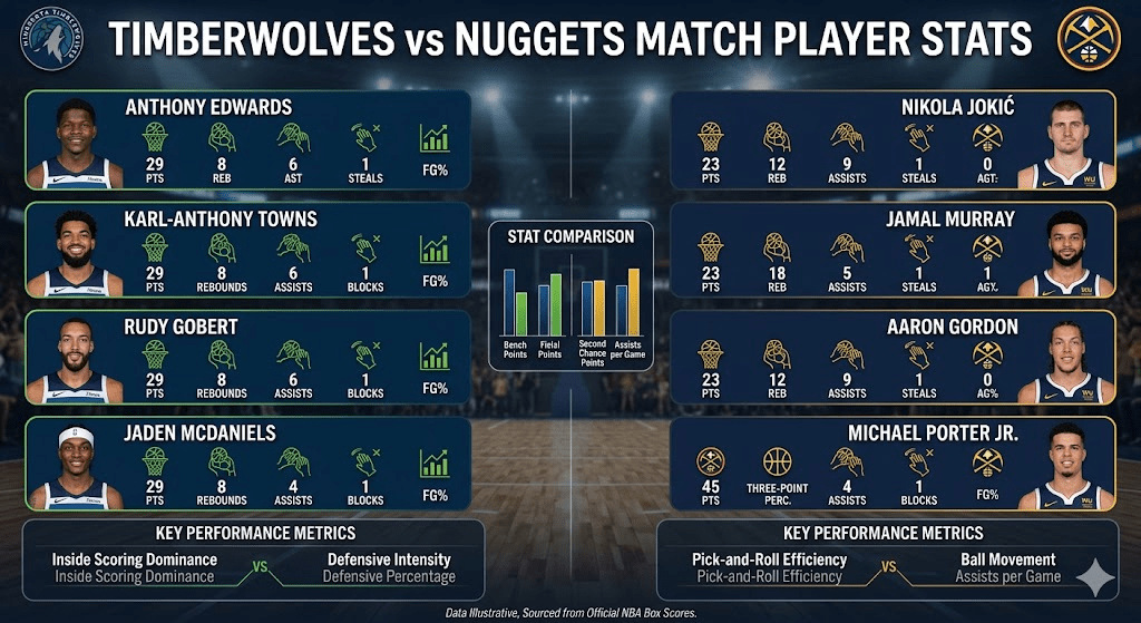 Timberwolves vs Denver Nuggets Match Player Stats