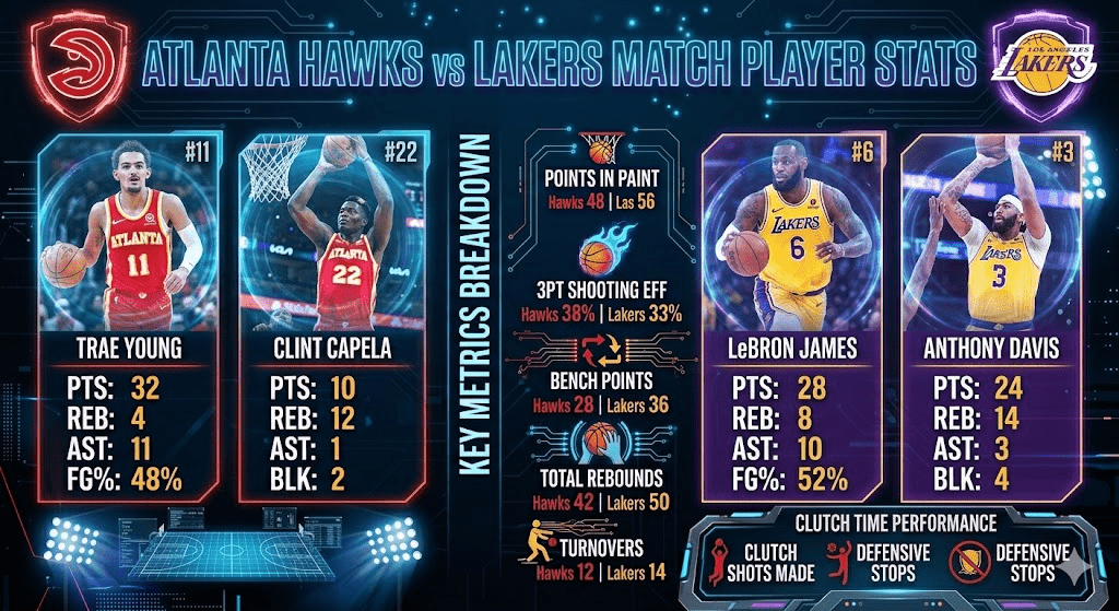 Atlanta Hawks vs Lakers Match Player Stats