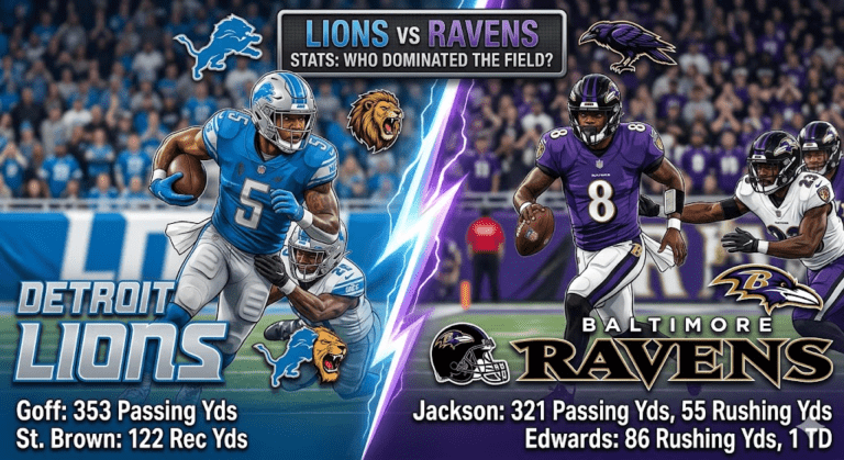 Detroit Lions vs Baltimore Ravens Match Player Stats