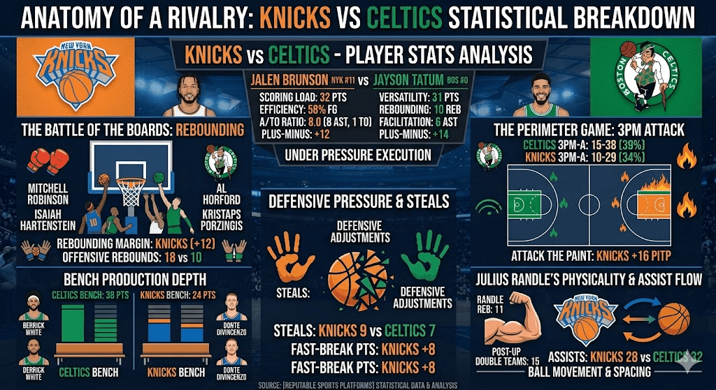 knicks vs boston celtics match player stats