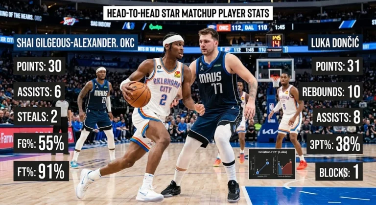 Oklahoma City Thunder vs Dallas Mavericks Match Player Stats