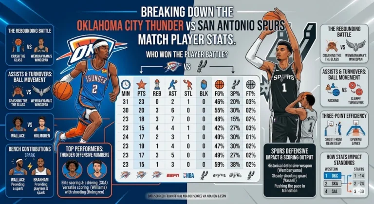 Oklahoma City Thunder vs San Antonio Spurs Match Player Stats