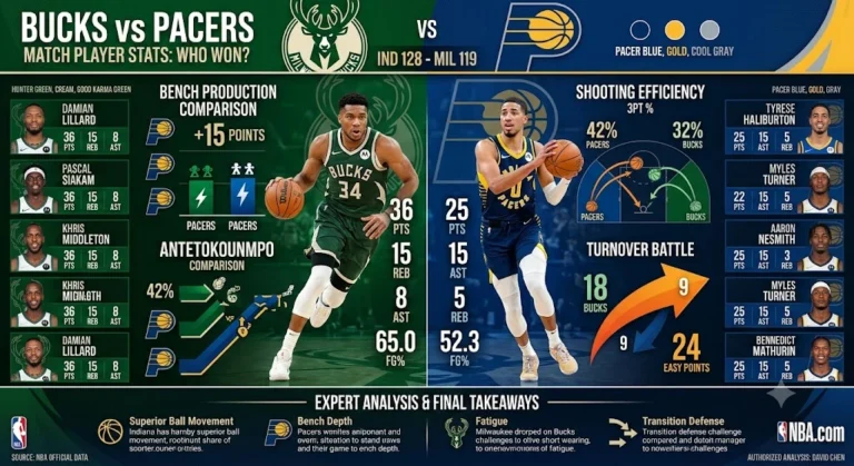 milwaukee bucks vs pacers match player stats