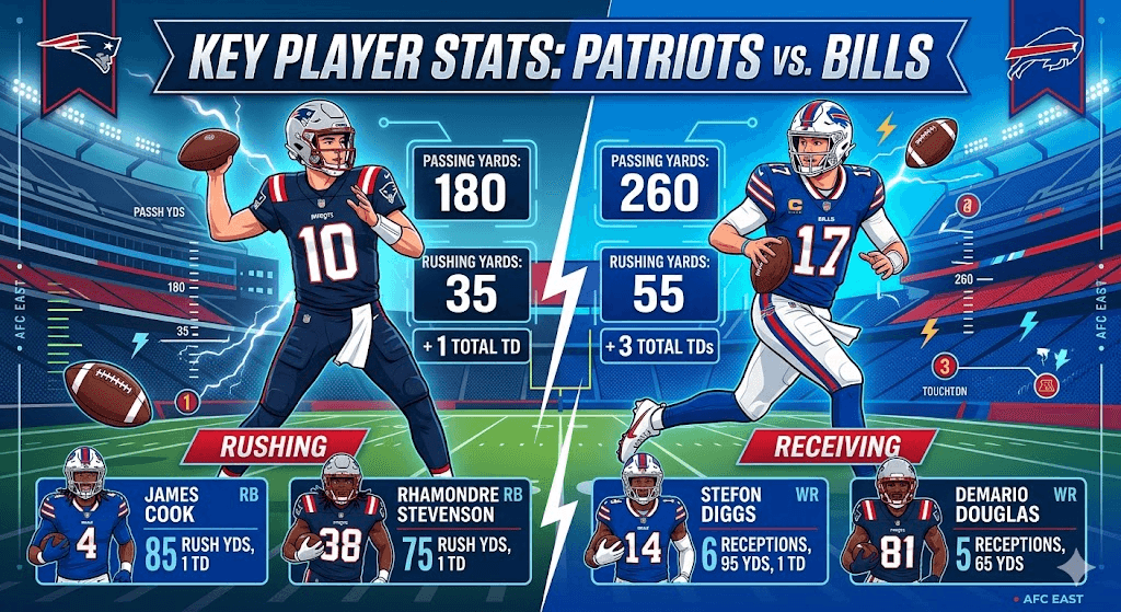 new england patriots vs buffalo bills match player stats