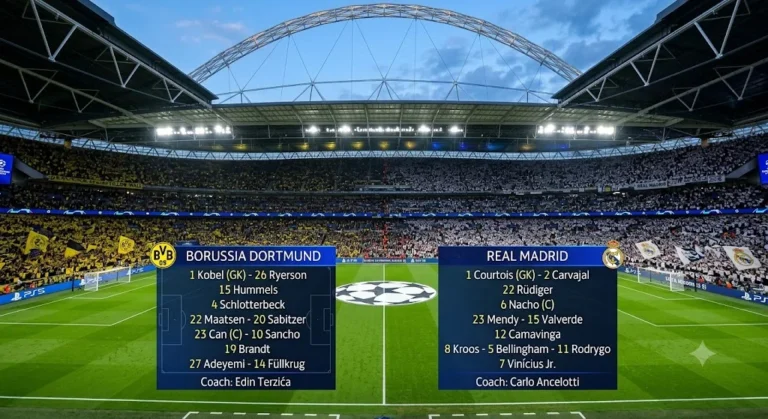 Borussia Dortmund vs Real Madrid Lineups