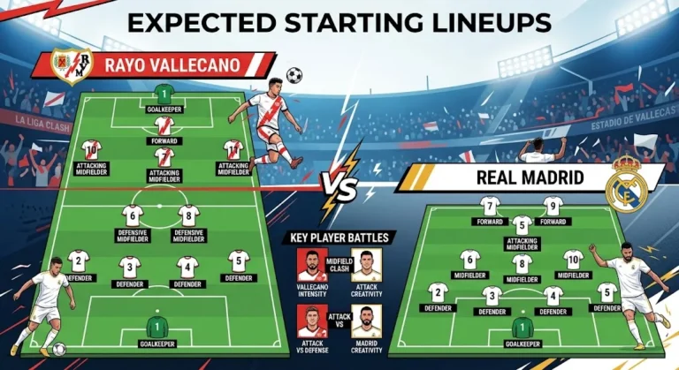Rayo Vallecano vs Real Madrid Lineups