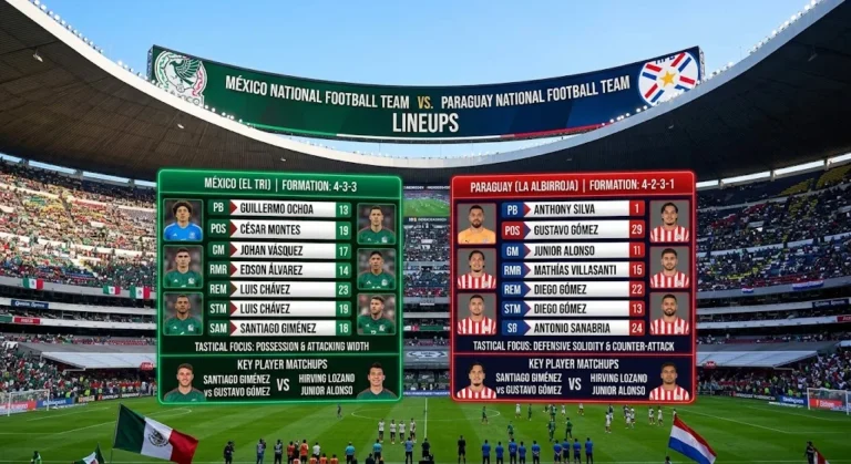 Mexico National Football Team vs Paraguay National Football Team Lineups