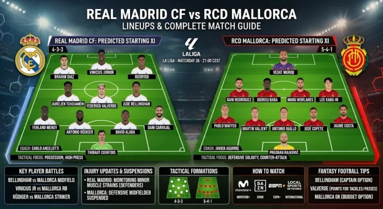 Real Madrid CF vs RCD Mallorca Lineups