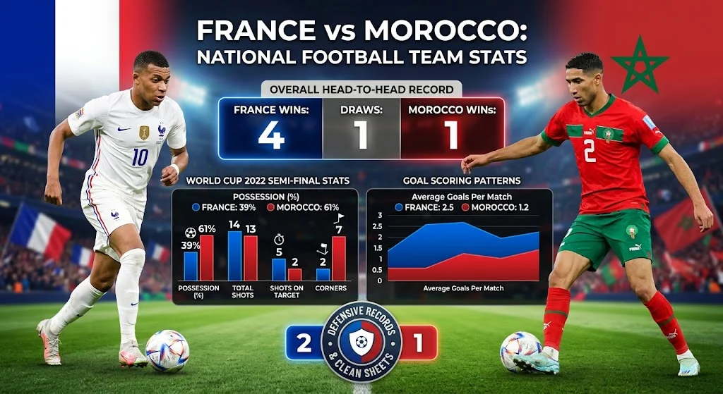 France National Football Team vs Morocco National Football Team Stats